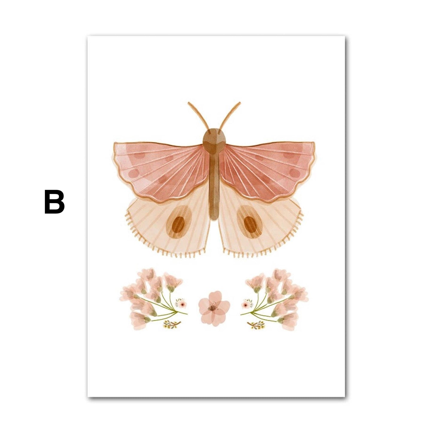 Poster Kinder Tiere Reh Eichhörnchen Fuchs Faultier und Schmetterlinge im Boho Stil als Deko Print ohne Rahmen