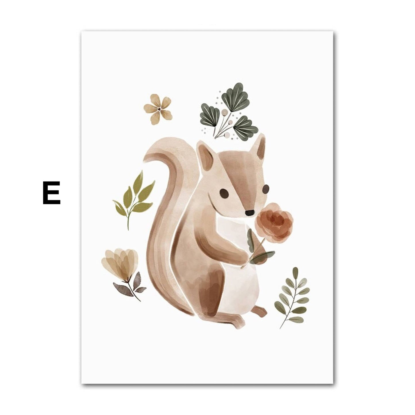 Poster Kinder Tiere Reh Eichhörnchen Fuchs Faultier und Schmetterlinge im Boho Stil als Deko Print ohne Rahmen