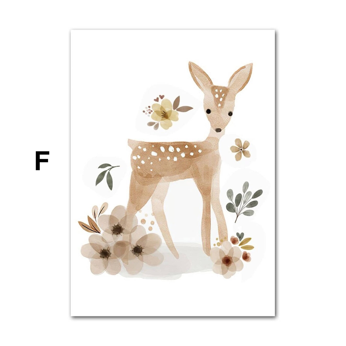 Poster Kinder Tiere Reh Eichhörnchen Fuchs Faultier und Schmetterlinge im Boho Stil als Deko Print ohne Rahmen