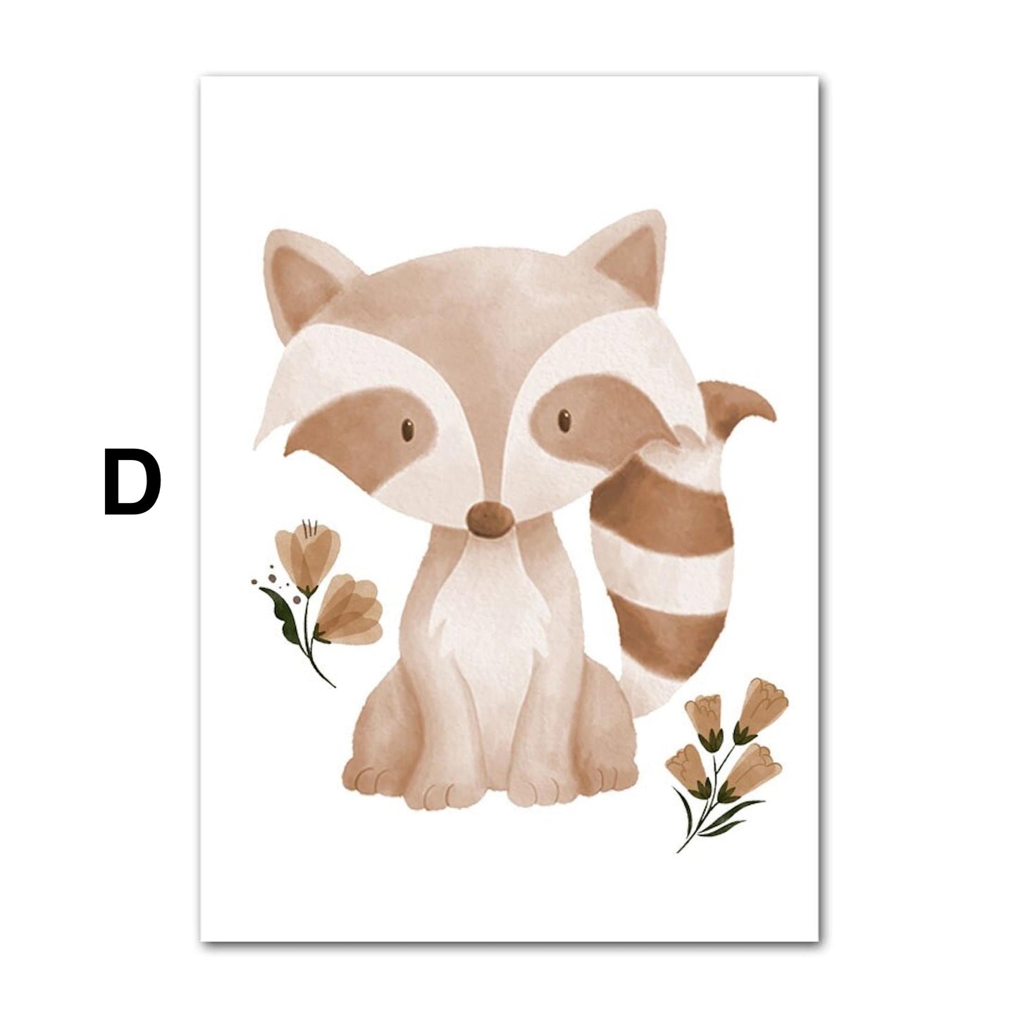 Poster Kinder Tiere Schmetterling Fuchs Eule Blumen Hase Reh und Bär als Deko Print ohne Rahmen