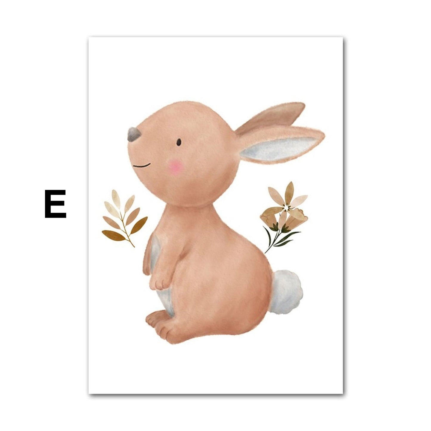 Poster Kinder Tiere Schmetterling Fuchs Eule Blumen Hase Reh und Bär als Deko Print ohne Rahmen