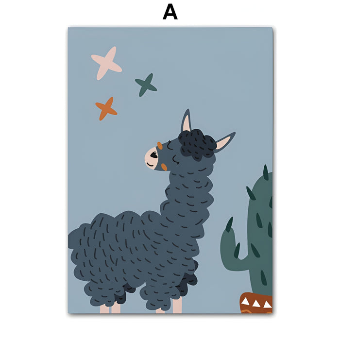 JUSTGOODMOOD Alpaka Poster – Farbenfrohe Baumwollkunst