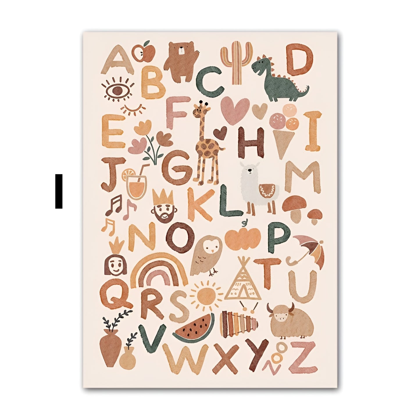 Poster Kinderzimmer Alpaka Regenbogen Kaktus Zeichentrick · Kinderzimmer Bilder · Wand Deko · Kunst Druck · Deko Print · ohne Rahmen