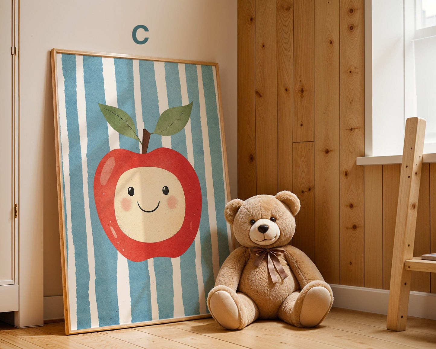 Poster Kinderzimmer Apfel · Erdbeere · Ananas · Tukan · Geschenkidee für Kinder · Rot & Blau · Obst & Dschungel · Deko Print ohne Rahmen - justgoodmood