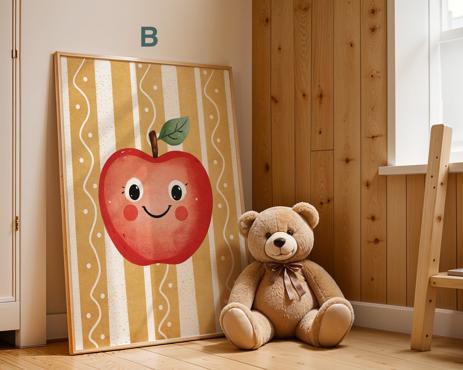 Poster Kinderzimmer Apfel · Erdbeere · Ananas · Tukan · Geschenkidee für Kinder · Rot & Blau · Obst & Dschungel · Deko Print ohne Rahmen - justgoodmood
