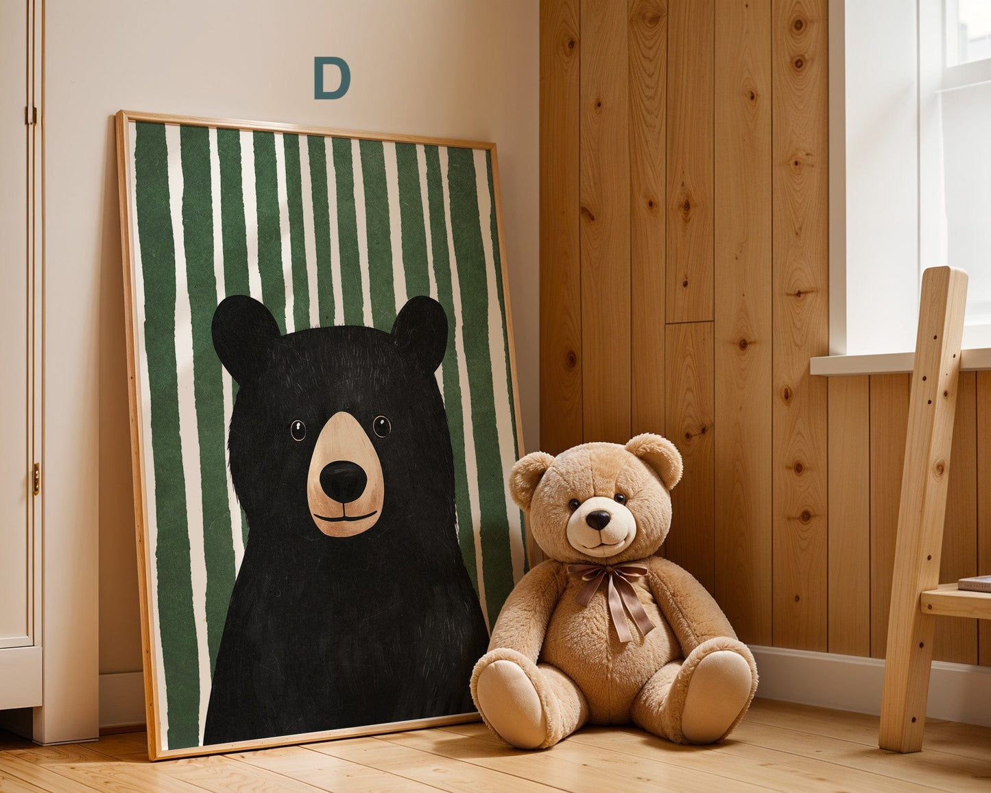 Poster Kinderzimmer Bär · Elefant · Fuchs · Katze · Geschenkidee für Kinder · Grün & Gelb · Waldtiere & Safari · Deko Print ohne Rahmen - justgoodmood