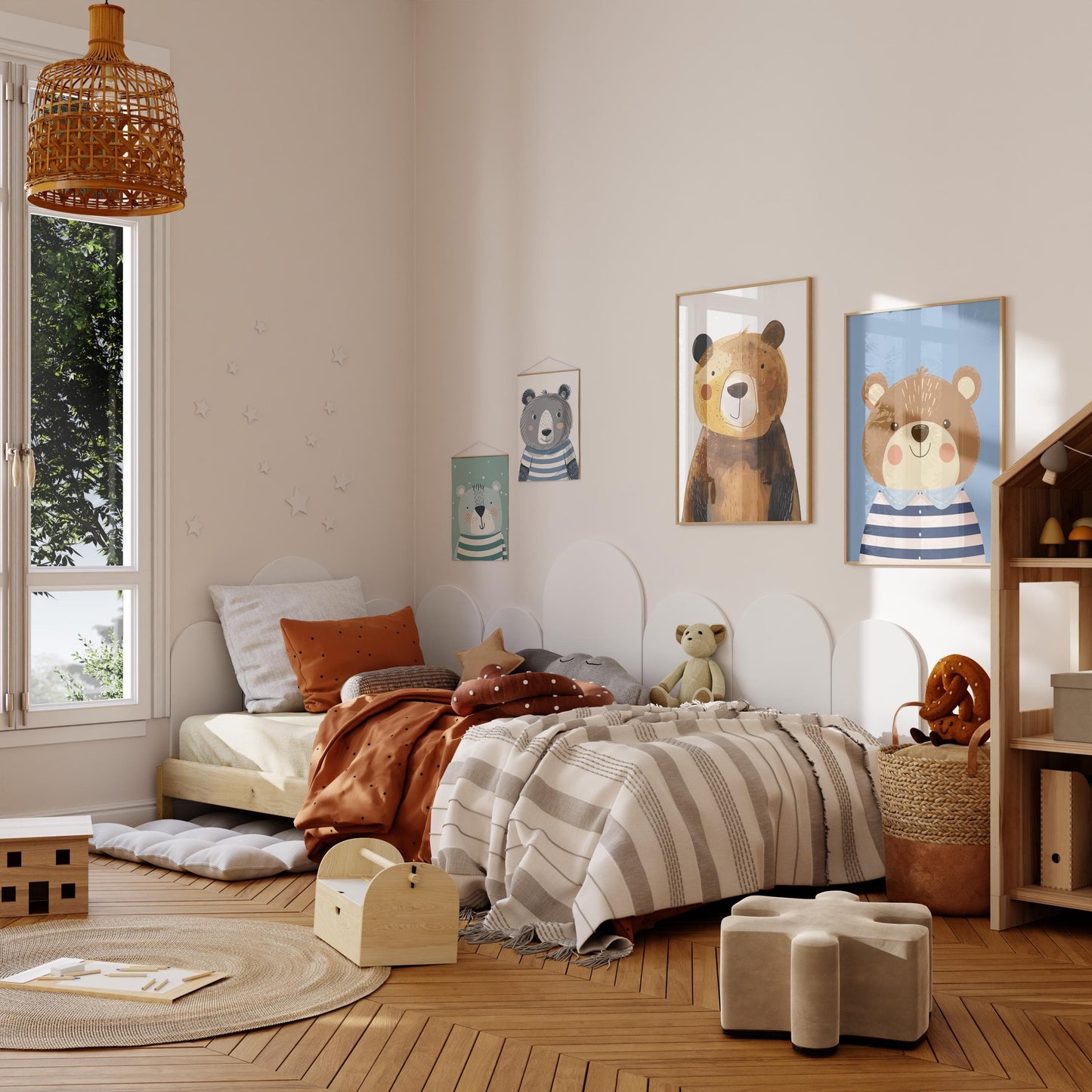 Poster Kinderzimmer Bär Wald Dschungel Aquarell Löwe Elefant · Kinderzimmer Bilder · Wand Deko · Kunst Druck · Deko Print · ohne Rahmen - justgoodmood