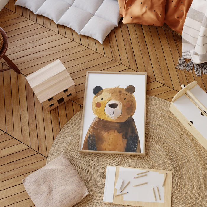 JUSTGOODMOOD Poster Bär Wald – Exklusiver Cotton Canvas