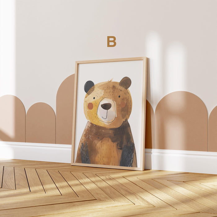 JUSTGOODMOOD Poster Bär Wald – Exklusiver Cotton Canvas