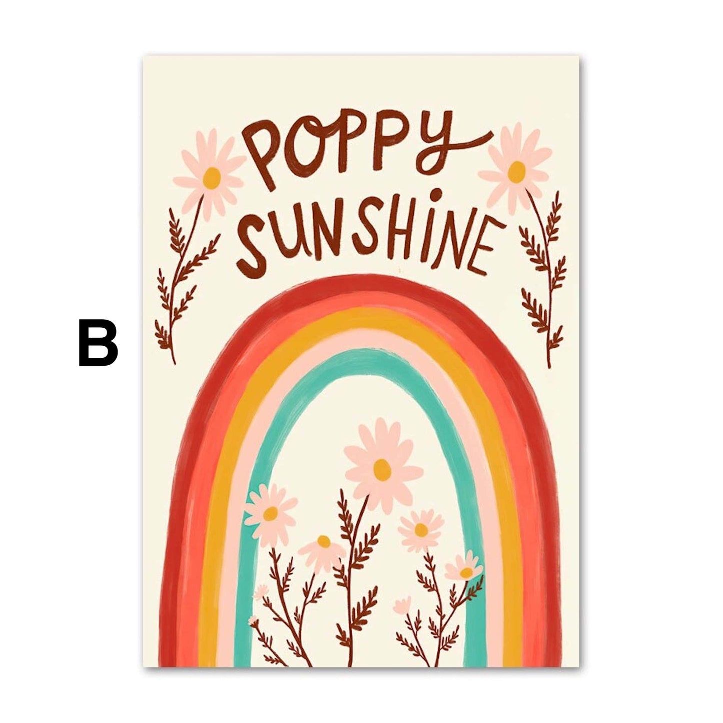 Poster Kinderzimmer Bilder Bunt und Fröhlich Schmetterlinge Sonne Taube Blumenkranz als Deko Print ohne Rahmen