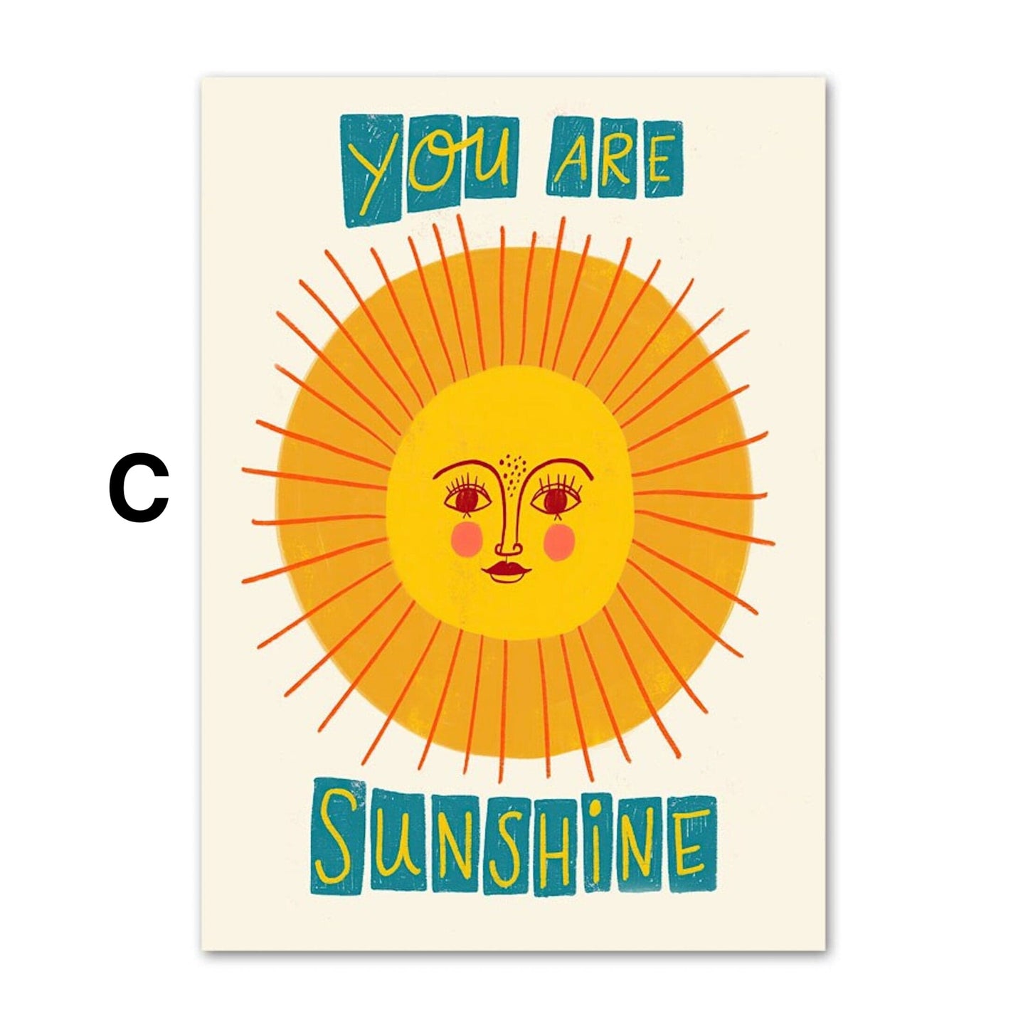 Poster Kinderzimmer Bilder Bunt und Fröhlich Schmetterlinge Sonne Taube Blumenkranz als Deko Print ohne Rahmen