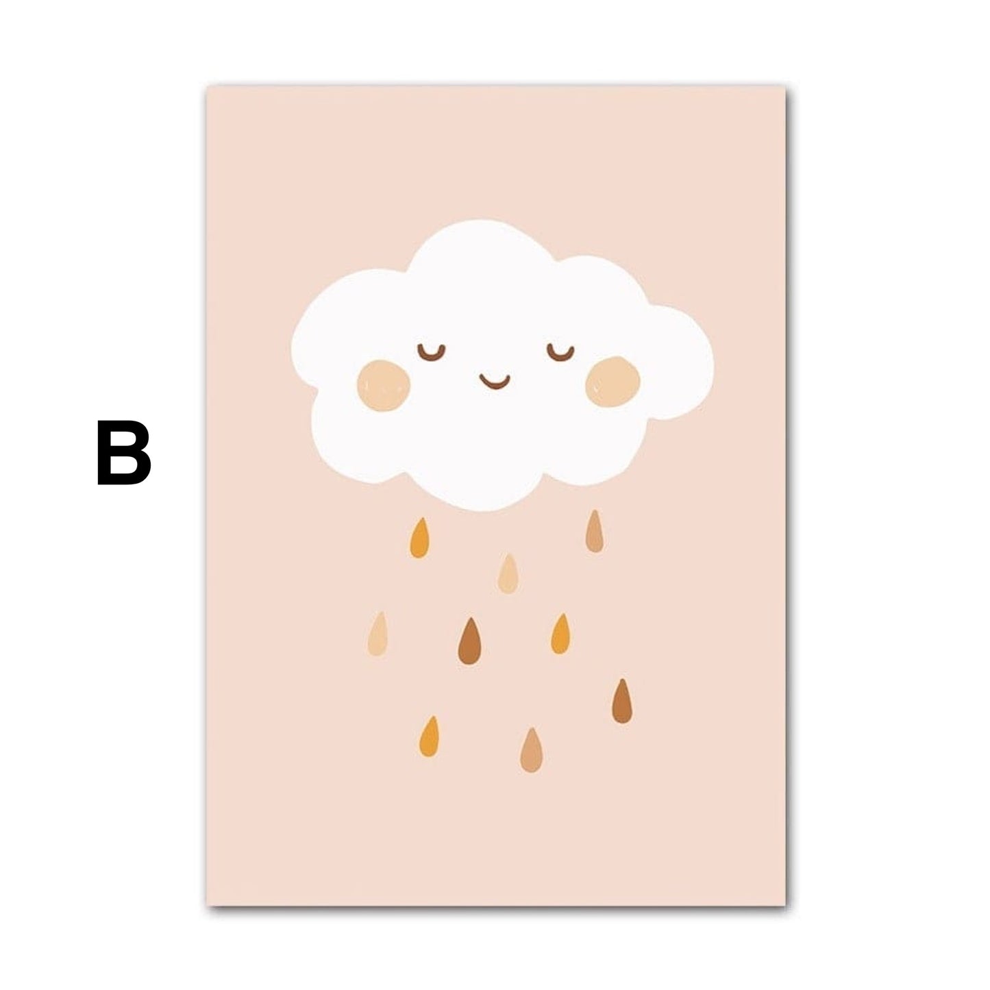Poster Kinderzimmer Bilder Sonnenstrahlen Blumen Regenbogen und Regen Wolk als Deko Print ohne Rahmen