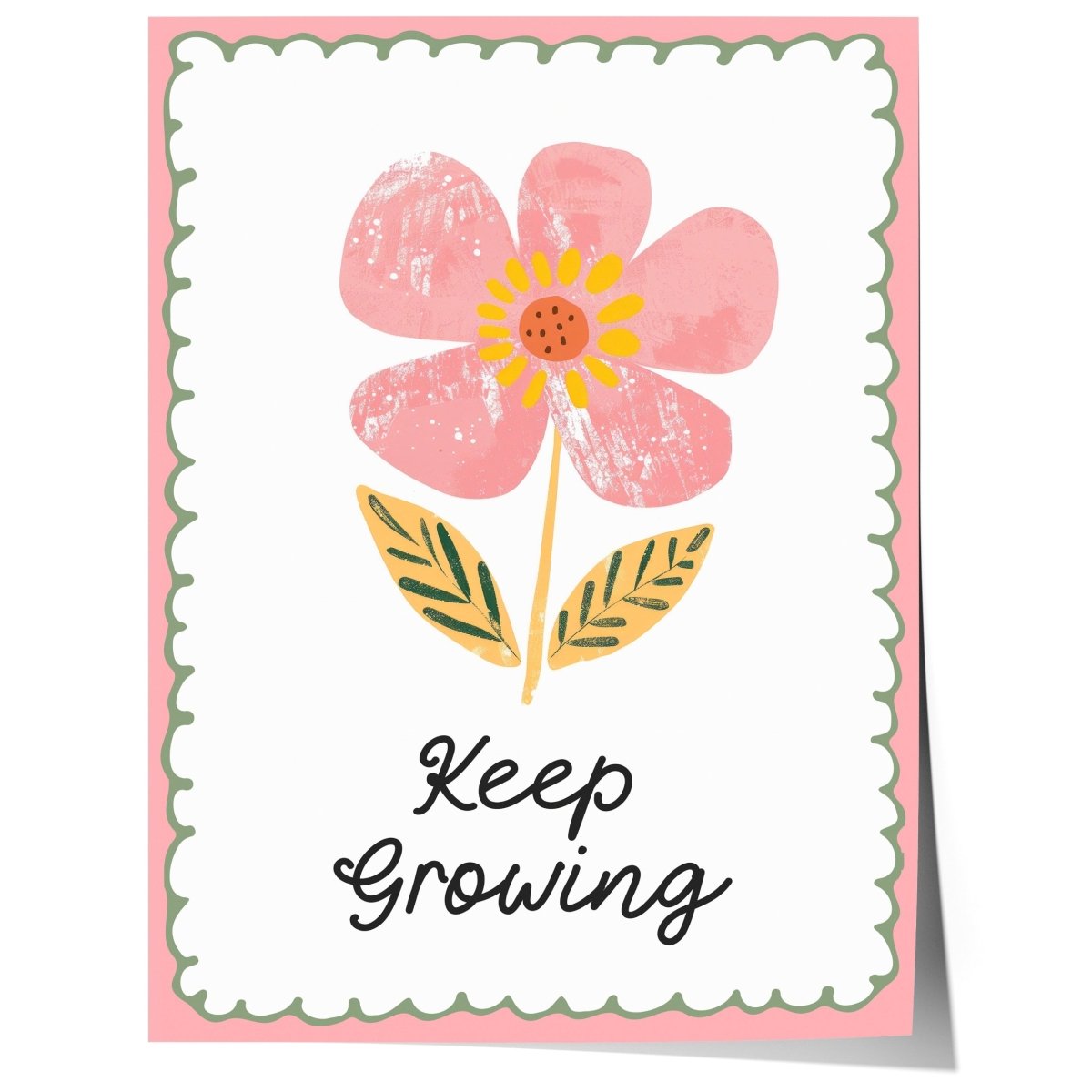 Poster Kinderzimmer Blume · Keep Growing Spruch · Liebevolle Deko mit Botschaft · Pastellfarben & Naturmotiv · Dekoprint ohne Rahmen - justgoodmood
