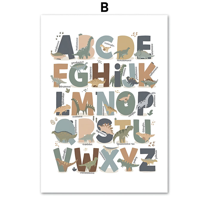 JUSTGOODMOOD Poster Dino Alphabet – Museumsgleiche Qualität