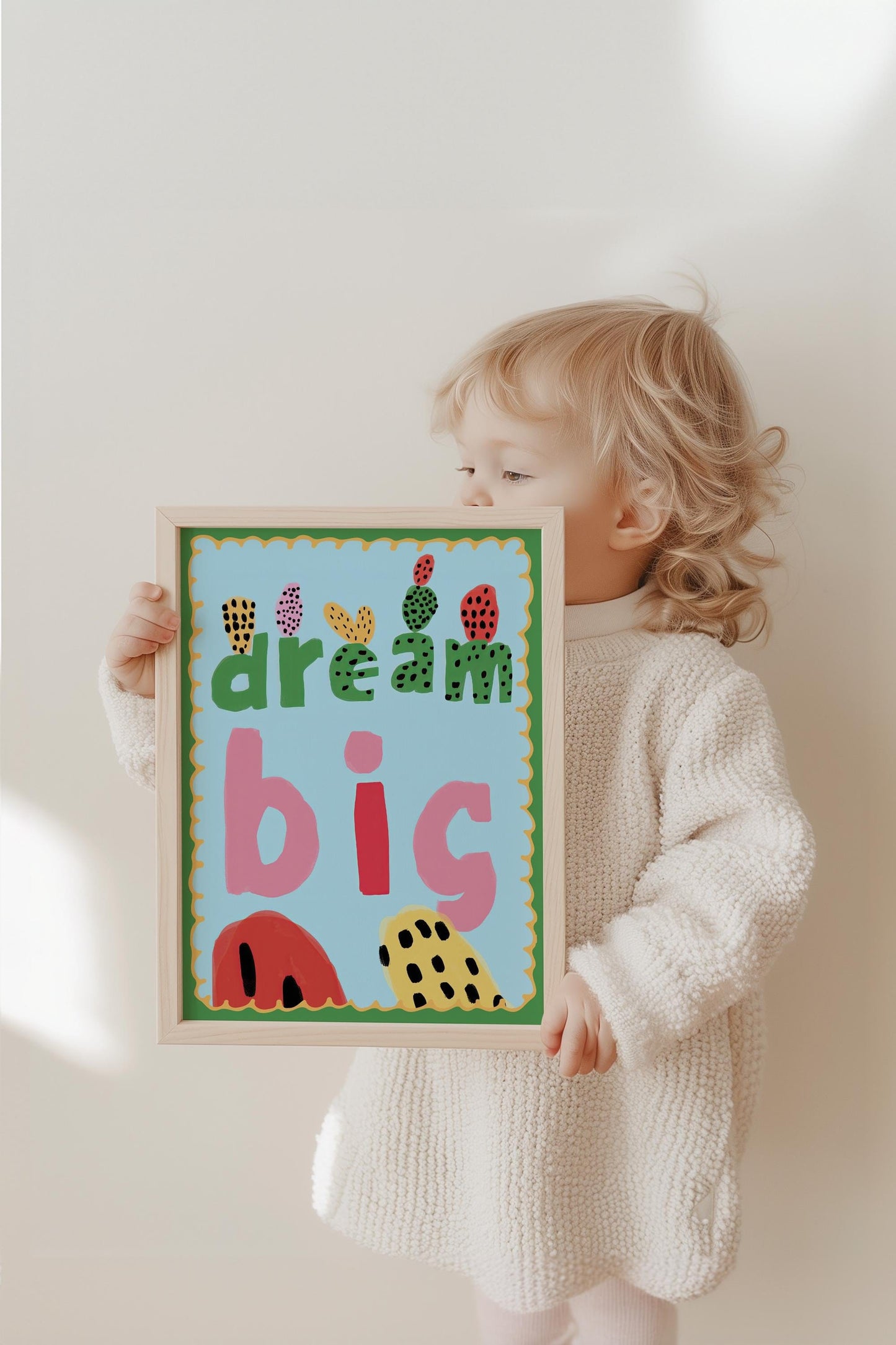 Poster Kinderzimmer · Dream Big Spruchposter · Motivierende Wanddeko in bunten Farben · Mut & Fantasie fürs Kinderzimmer · Ohne Rahmen - justgoodmood