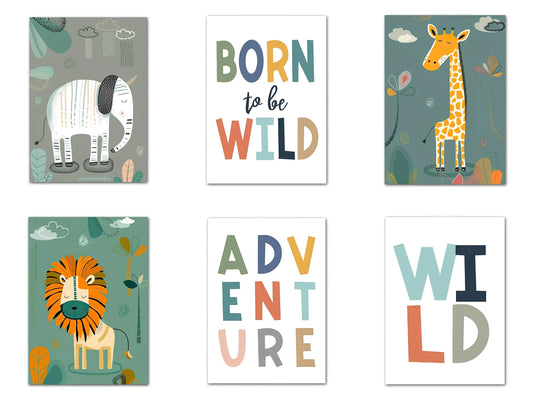 Poster Kinderzimmer Dschungel Born to be wild · Kinderzimmer Bilder · Wand Deko · Kunst Druck · Deko Print · ohne Rahmen