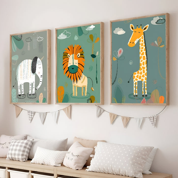 JUSTGOODMOOD Dschungel Poster – Premium Kinderzimmer Kunst