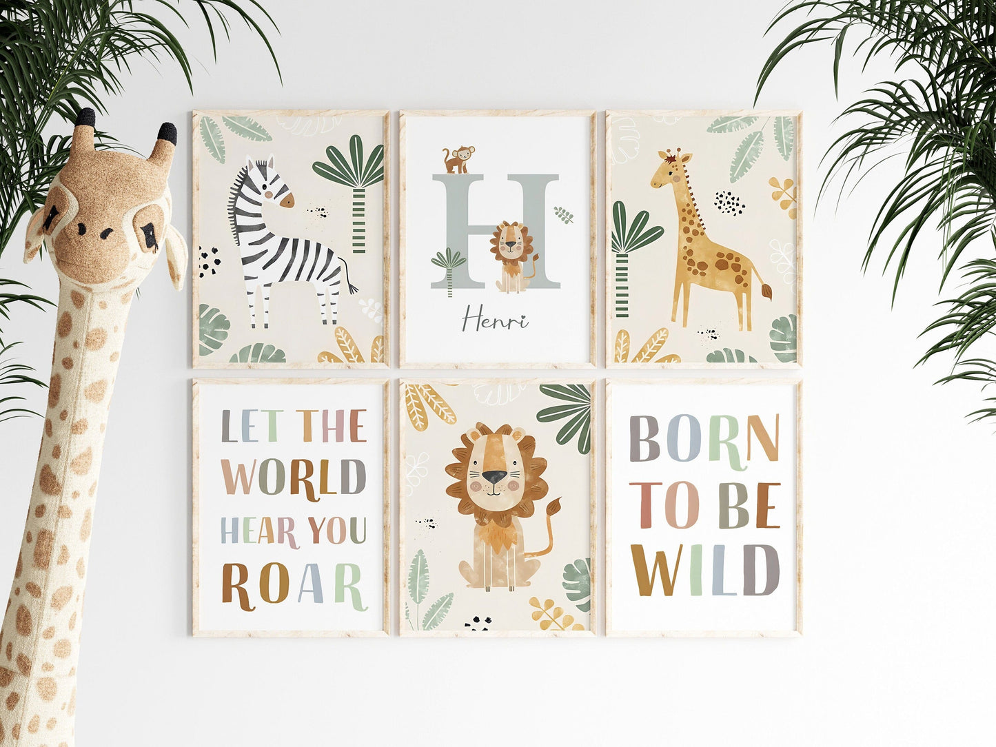 Poster Kinderzimmer Dschungel Tiere · Name Personalisiert · Kinderzimmer Bilder · Wand Deko · Kunst Druck · Deko Print · ohne Rahmen - justgoodmood