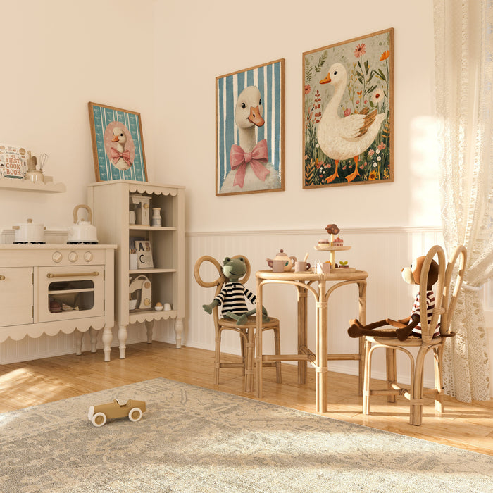 JUSTGOODMOOD Gänse Poster – Premium Baumwoll-Kunst für Kids