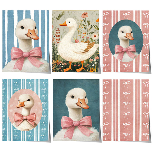 Poster Kinderzimmer Gänse mit Schleife · Geschenkidee für Kinder · Rosa & Blau · Bauernhof Deko Print ohne Rahmen - justgoodmood
