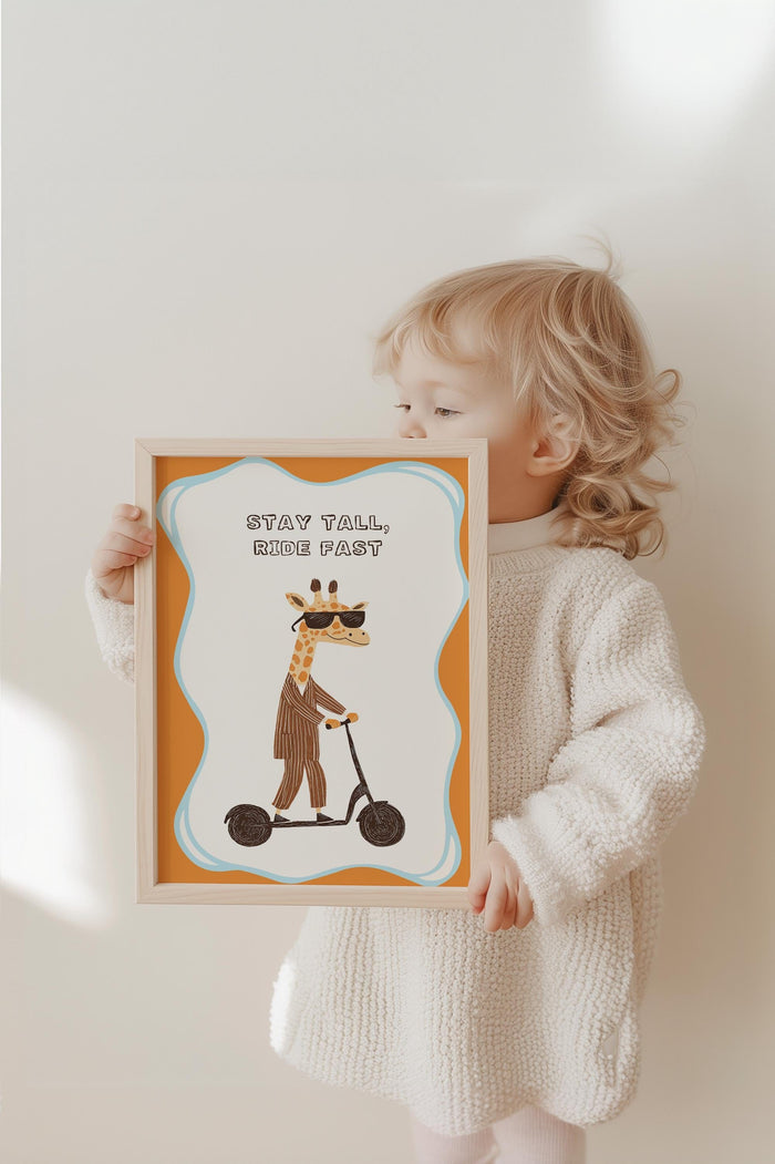 Poster Kinderzimmer Giraffe – Premium Baumwolle