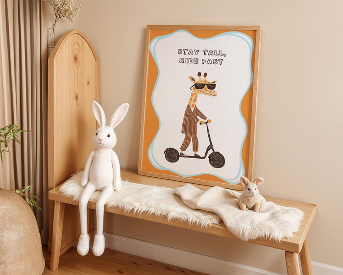 Poster Kinderzimmer Giraffe – Premium Baumwolle