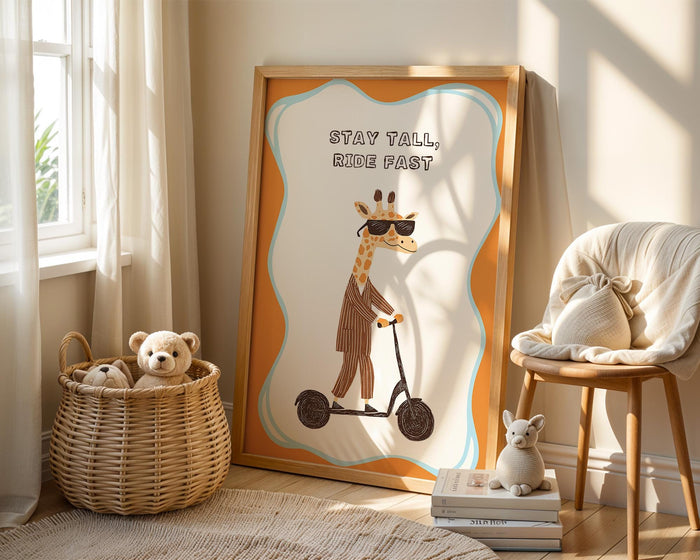 Poster Kinderzimmer Giraffe – Premium Baumwolle