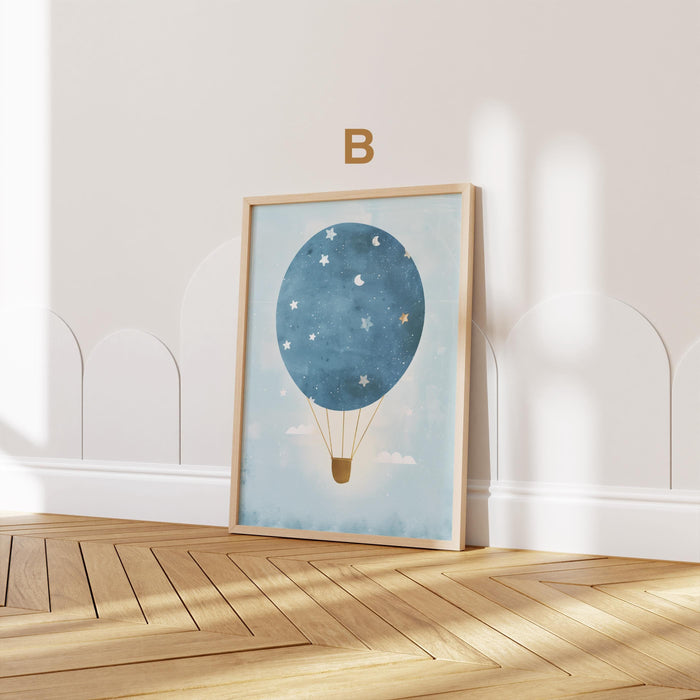 JUSTGOODMOOD Kinderposter Heißluftballon – Premium Print