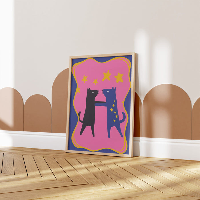 Poster Kinderzimmer Katzen – Premium Baumwolle Print