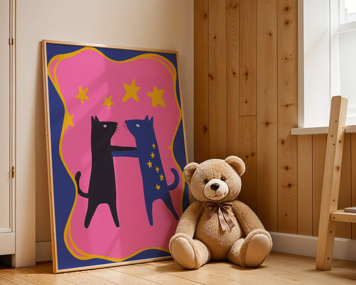 Poster Kinderzimmer Katzen – Premium Baumwolle Print