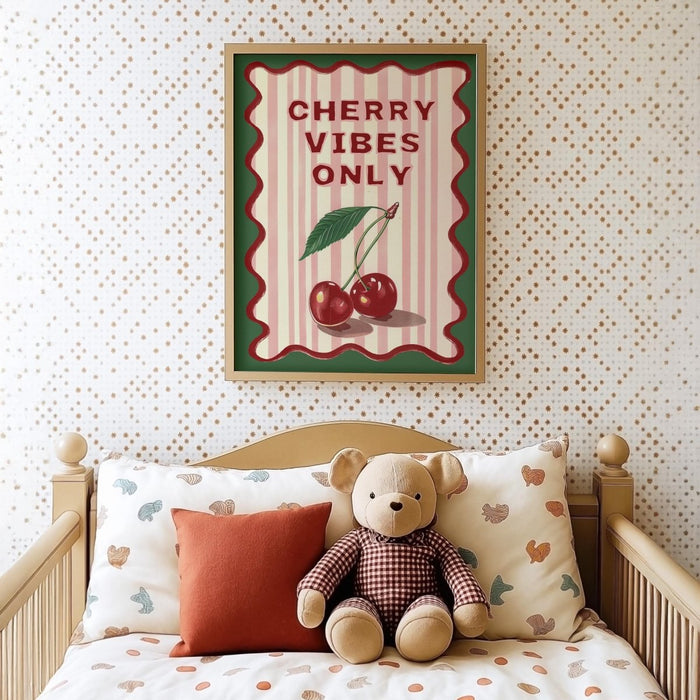 Kinderzimmer Poster Kirschen – Premium Baumwolle