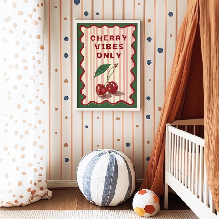 Kinderzimmer Poster Kirschen – Premium Baumwolle