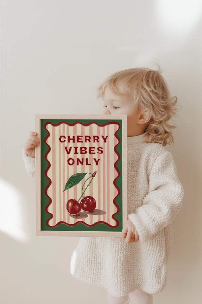 Kinderzimmer Poster Kirschen – Premium Baumwolle