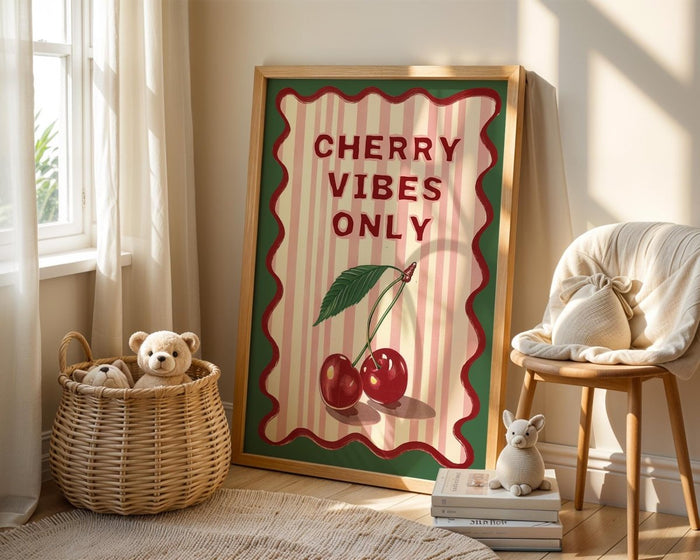 Kinderzimmer Poster Kirschen – Premium Baumwolle