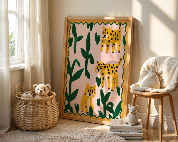 Leoparden Poster Kinderzimmer – Premium Baumwolle