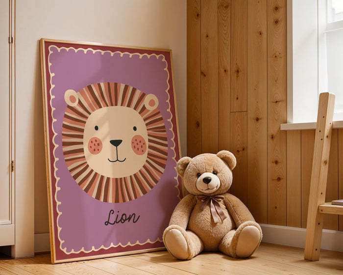 Kinderzimmer Poster Löwe – Premium Baumwoll-Canvas