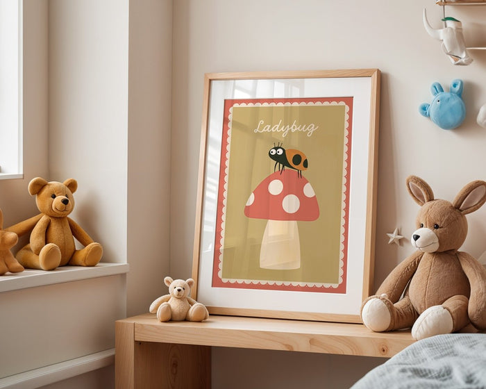 Marienkäfer Poster Kinderzimmer – Premium Baumwolle