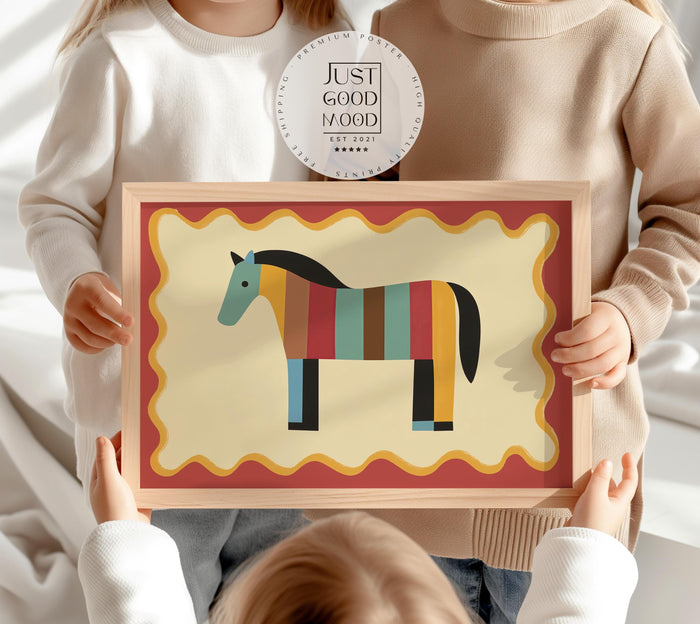 Poster Kinderzimmer Pferd – Premium Baumwoll-Canvas