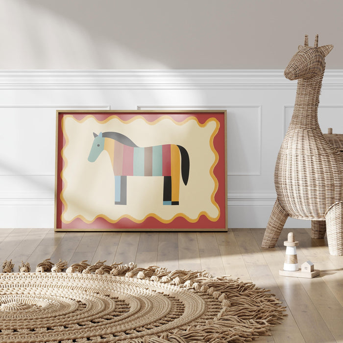 Poster Kinderzimmer Pferd – Premium Baumwoll-Canvas