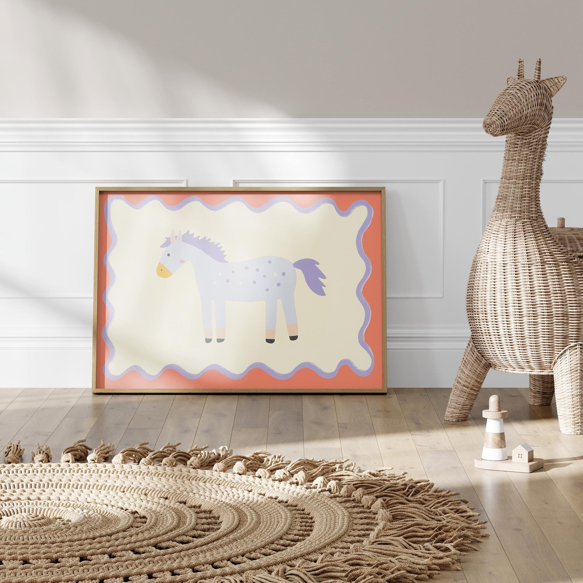 Poster Kinderzimmer Pferd · Lila Pony mit Punkten · Niedliches Tierposter für Mädchenzimmer & Babyzimmer · Skandi Deko · Print ohne Rahmen - justgoodmood