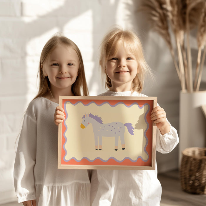 Kinderzimmer Poster Pferd – Hochwertiger Baumwoll-Canvas