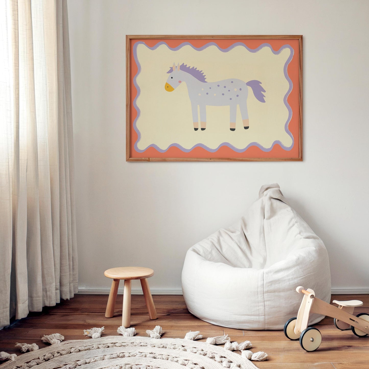 Poster Kinderzimmer Pferd · Lila Pony mit Punkten · Niedliches Tierposter für Mädchenzimmer & Babyzimmer · Skandi Deko · Print ohne Rahmen - justgoodmood