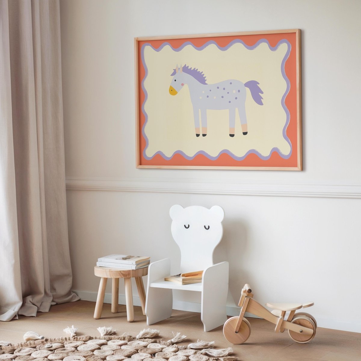 Poster Kinderzimmer Pferd · Lila Pony mit Punkten · Niedliches Tierposter für Mädchenzimmer & Babyzimmer · Skandi Deko · Print ohne Rahmen - justgoodmood