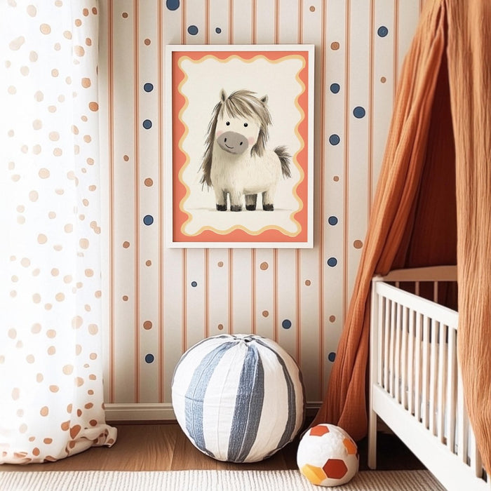 Poster Kinderzimmer Pony – Premium Baumwoll-Canvas