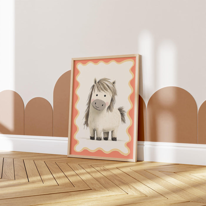 Poster Kinderzimmer Pony – Premium Baumwoll-Canvas