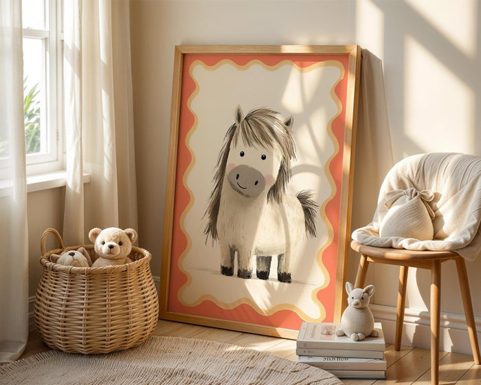 Poster Kinderzimmer Pony – Premium Baumwoll-Canvas