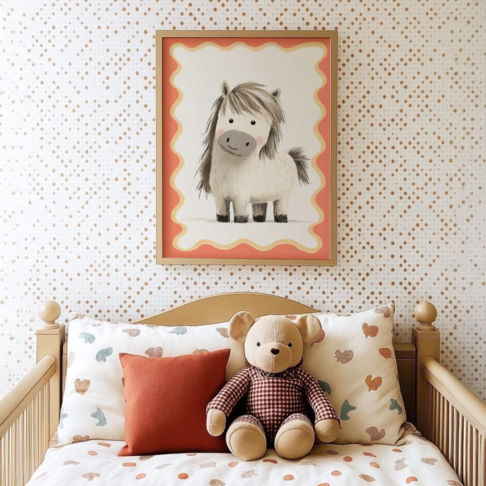 Poster Kinderzimmer Pony – Premium Baumwoll-Canvas