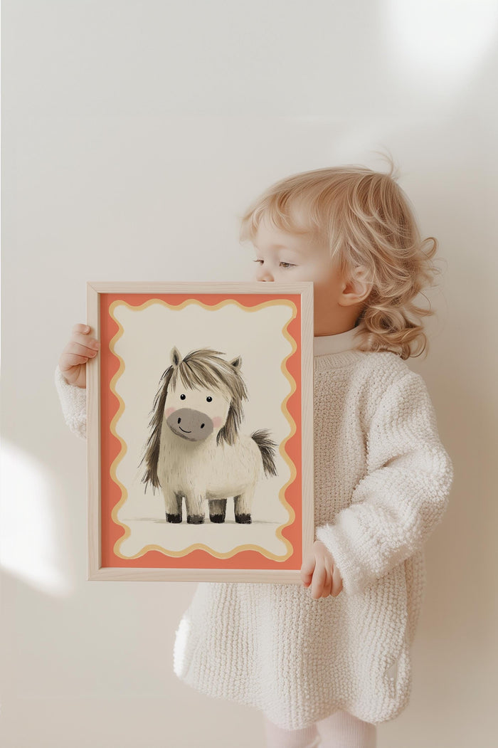 Poster Kinderzimmer Pony – Premium Baumwoll-Canvas