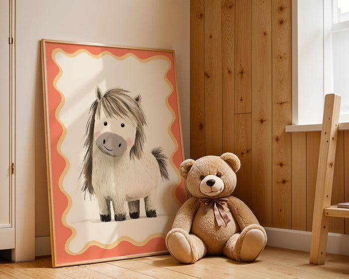 Poster Kinderzimmer Pony – Premium Baumwoll-Canvas