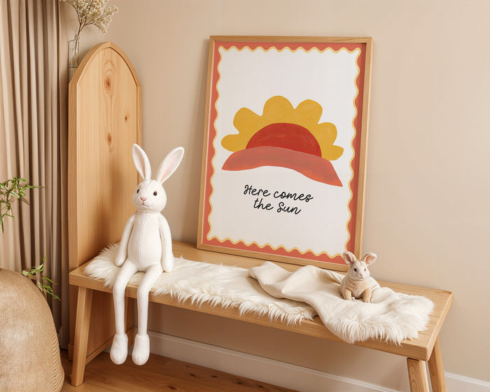 Poster Kinderzimmer Sonne – Premium Baumwoll-Canvas